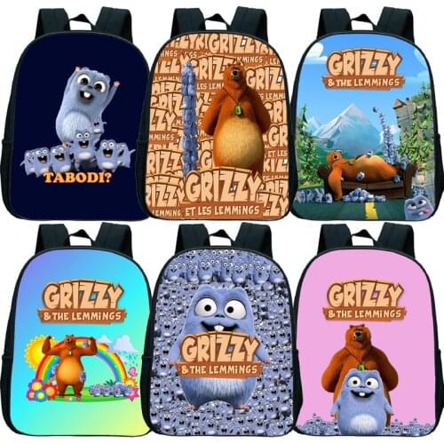 Sunlight Grizzly Bear Animal Backpack for Baby Boys Girls Kids Mini Rucksack Children Cartoon Lemmings Kindergarten Knapsack