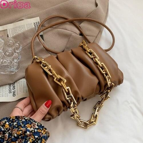 Chain Armpit Shoulder Bags Female Fold Cloud Crossbody Bags 2021 New Texture Pu Leather High Quality Designer Brand Bags