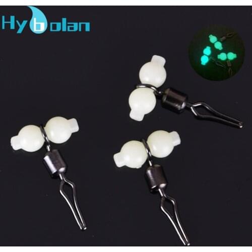 10pcs Fishing Swivel Connector Luminous Rolling Barrel 3 Way Fluorescent Bead Fishhook Lure Line Tackle Accessories High Quality