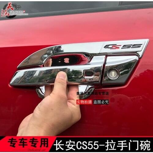 High-quality ABS Chrome Car Outer Door Handle Cover Door Bowl Protection Covers Sticker For Changan CS55 2017-2019 Car Styling
