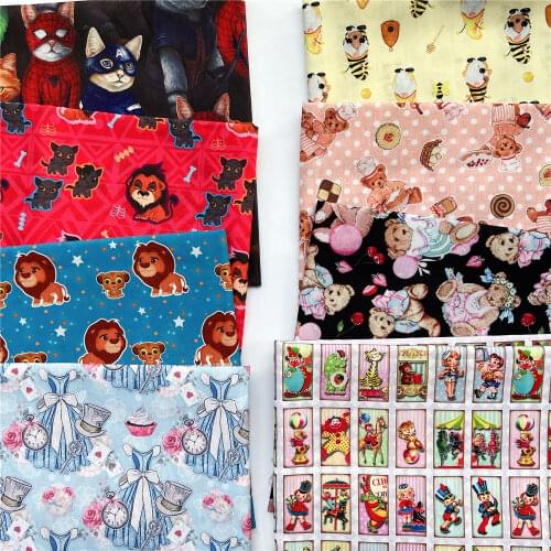 Cartoon hero cat lion Polyester Cotton Fabric Patchwork Sewing Material Diy boy mask scarf skirt pants Bedding Needlework