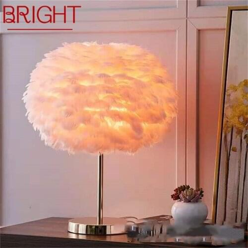 BRIGHT Creative Table Lamps Feather Desk Lighting Contemporary for Living Room Bed Room Decoration