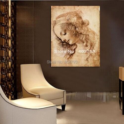 Womans Head Leonardo Da Vinci repro oil painting on canvas free shipping