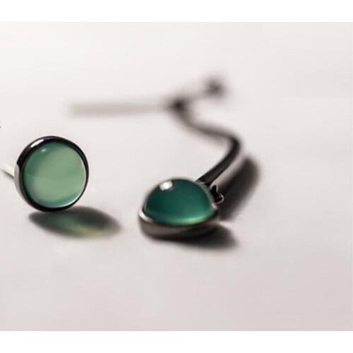 Fashion Black 925 sterling silver earrings for women Silver S925 jewelry stud earrings green stone earing for female girls