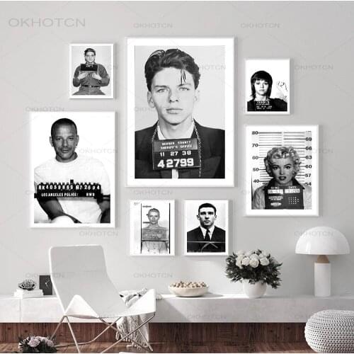 Celebrity Mugshot Prints Famous Felon Photos Poster Hd Black White Vintage Canvas Painting Photography Wall Art Room Decor Gift