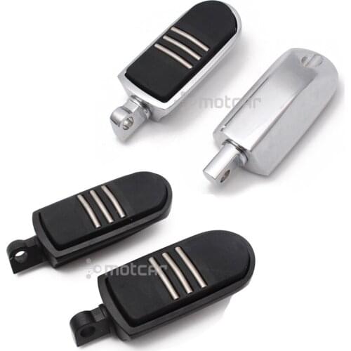 1pair Chrome Motorcycle Aluminum+Rubber Non-Slip 10mm Foot Pegs Foot Pedals Footrest Universal Fit