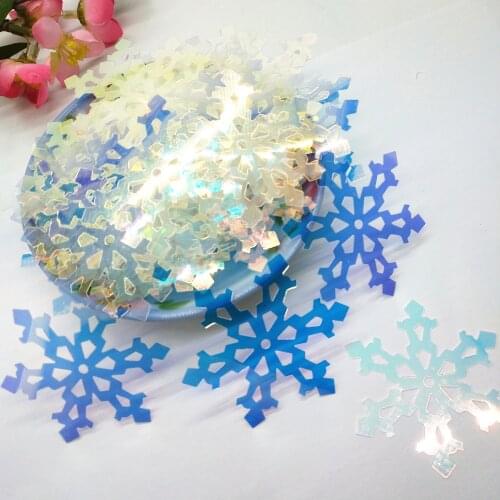 110pcs 52mm Transparent AB Flat Large Snowflake Sequins For Crafts Sewing Accessories With 1 Middle Hole