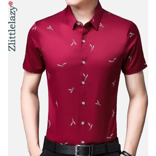 2020 Short Sleeve Men Social Shirt Summer Streetwear Casual Luxurious Shirts Dress Mens Slim Regular Fit Clothes Fashions 4553