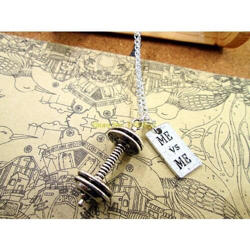 3pcs/lot Fashion Hot Sale ME VS ME with kinds of dumbell,kettlebell and barbells charm pendant Necklace