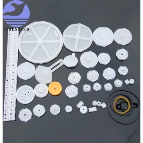 34Pcs Mixed Plastic Gear Motor Gearbox Pulley Worm Gear DIY Robot Toy Car Ship RC Craft Model Child Scientific Repair Toolkit