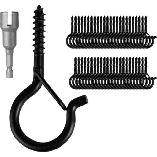 48 PCS Q-Hanger, Screw Hooks For Outdoor String Lights, Safety Buckle Design, Easy Release, Include Wing Nut Driver