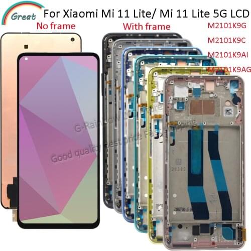 6.55'' For Xiaomi Mi 11 lite LCD M2101K9AG Display Touch Panel Assembly Digitizer For Mi 11 lite LCD with frame