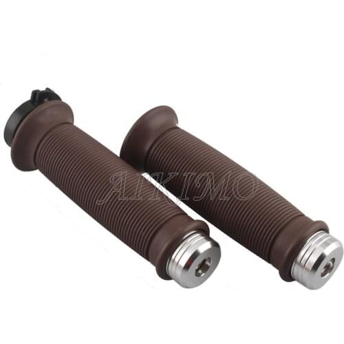 7/8" 22mm Motorcycle Brown Handlebar Hand Grip with Bar Ends for Universal Motorcycle Retro Custom Pairs