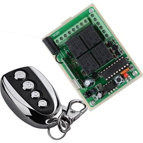 DC 12V 4CH Remote Control Wireless Switch System Receiver&Transmitter Momentary Toggle Latched Output Way Adjust