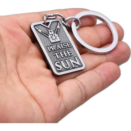 HSIC Dark Souls 3 Keychain PRAISE THE SUN Dog Tag Pendant Keyring Holder Women men Game Accessories llaveros para hombre HC12906