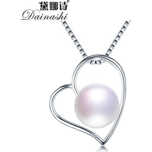 Dainashi Fashion 925 Sterling Silver Heart Pendant Jewelry Hot Sale 100% Genuine Natural Freshwater Pearl Pendant for Women