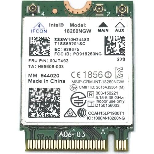 For Intel Wireless-AC 18260AC 00JT492 M.2 802.11ac 867Mbps WiFi + Bluetooth 4.1 card for Lenovo X260 T460 T460S T460P YOGA 260