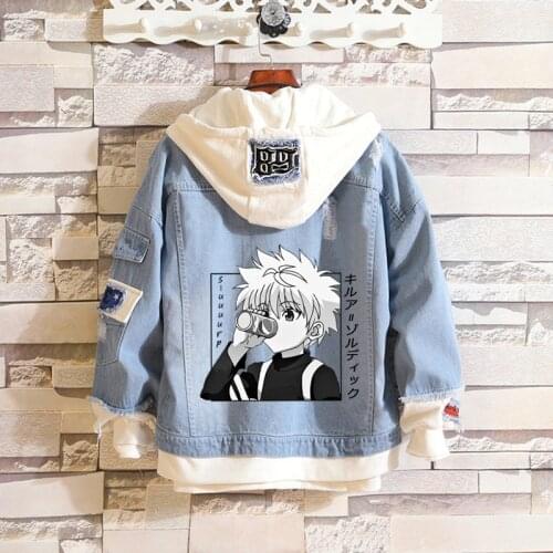 Anime HUNTER x HUNTER Costume Jean Jacket GON·FREECSS Cosplay Denim Adult Autumn Spring Hooded Outwear Coat