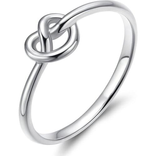 EAMTI Real pure 925 sterling silver Knot Ring Simple Knuckle Rings For Women Wedding Valentine Gift bague argent 925 femme