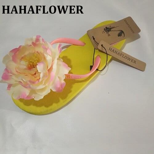 HAHAFLOWER Summer, sweet girl, slippers, flowers, womens sandals, flat slippers, flip flops, sandals, beach slippers