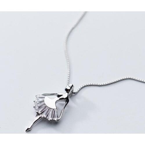 Korean Ballet Dancer Dancing Girl Micro-inlaid Pendants Necklaces Jewelry Clavicle Short Necklace for Women