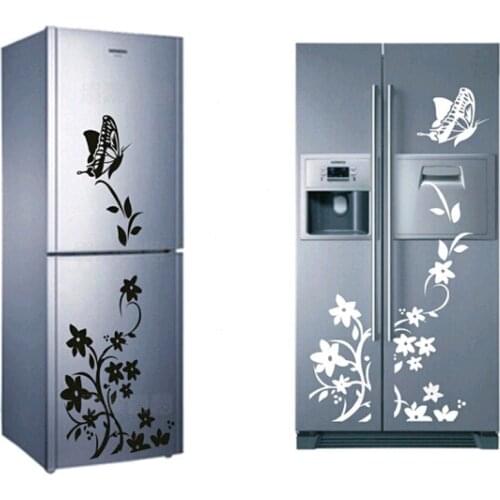 Creative Refrigerator Wardrobe Wall Sticker Butterflies Flowers Pattern Wall Decals Home Decor Self-sticking DIY PVC Art Mural