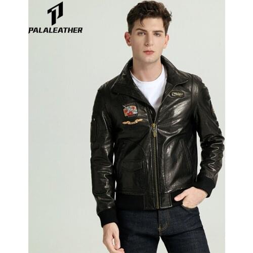 Embroidered Stand Collar Vegetable Tanned Goatskin Jacket