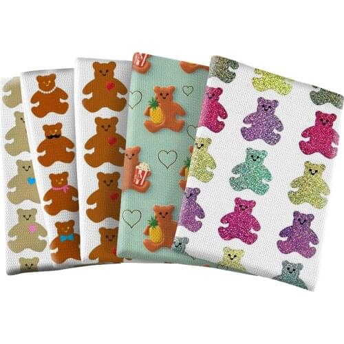 Cute Mrs Grossman Bear Printed Bubble Fabric Polyester Cotton Patchwork Diy Home Textile Bed Sheet Cloth 50*145cm