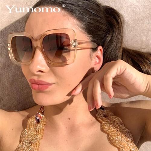 Fashion Square Oversized Sunglasses Women Luxury Transparent Gradient Sun Glasses Big Frame Vintage Eyewear UV400 Glasses Oculus