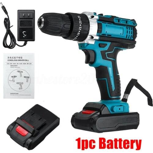 Heavy Duty Impact Electric Hand Hammer Drill Rechargeable Cordless Handheld Electric Drill Screwdriver Power Tool
