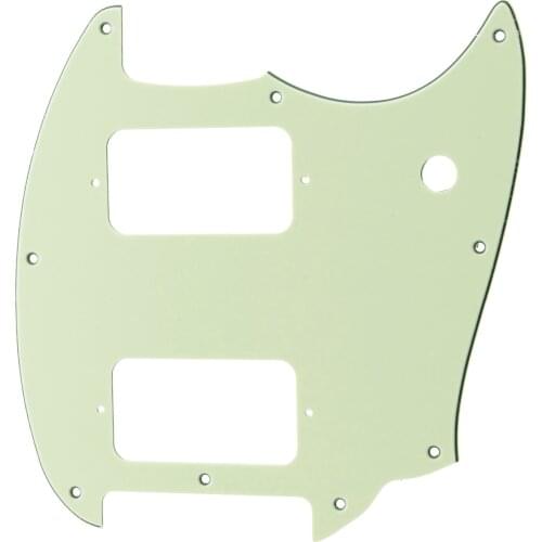 Musiclily Pro 9 Holes Round Corner HH Guitar Pickguard 2 Humbuckers for Squier Bullet Series Mustang, 3Ply Mint Green