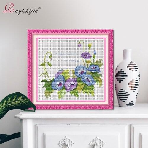 RUYISHIJIA Cross Stitch Set DIY Beginners Needlework Embroidery Restaurant decoration painting Tulips for Cross-stitch kits