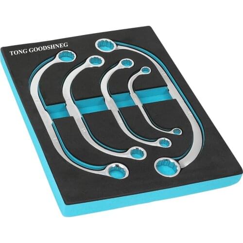 S-Style Box Wrench Set,Metric,4PCS 10mm to 19mm Combination Wrenches,12 Point,Home Car Repair Hand Tools,With EVA Tool Organizer