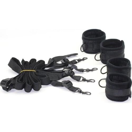 SMspade black super soft bondage restraints kit:sex handcuffs, ankle cuffs,adult sex restraint system sex products for couples