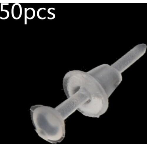 50 Pairs Invisible Earring Set Plastic Blank Earrings Pins Post with Silicone Earring Backs Earring Accessories Jewelry Findings