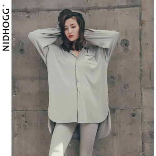 Autumn New Suspender Pants 3-Piece Pajamas Loose Shirt Nightdress Long Sleeve Solid Modal Plus Size Sleepwear Sexy Nightwear