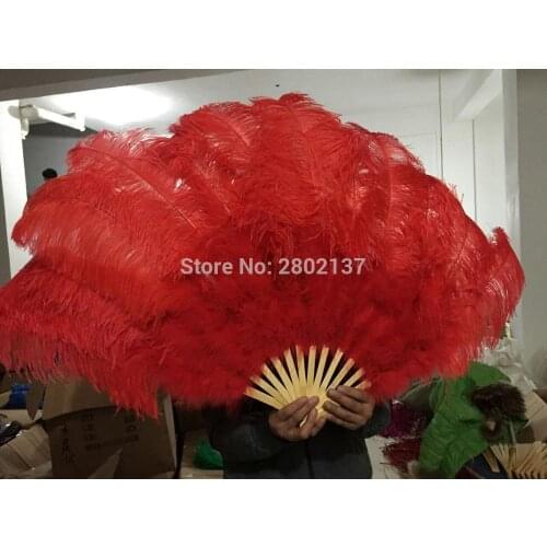 Wholesale red ostrich feathers for Halloween party decorations decorated with belly dancers fan decorated Halloween party