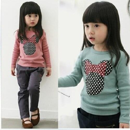 Autumn New Childrens Clothing Girls Autumn Long-sleeved Cute Embroidered Long-sleeved Shirt Korean Long-sleeved T-shirt