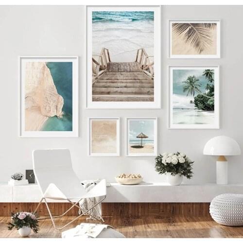 Caribbean Beach Coastline Poster Summer Nature Ocean Landscape Painting Canvas Print Wall Art Picture Living Room Decoration