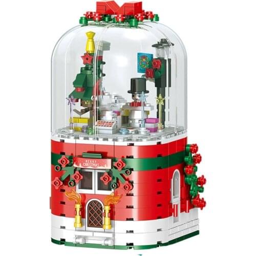 2021 City Creator Street View Series Christmas music box Crystal gift box Building Blocks Bricks Toys Gifts