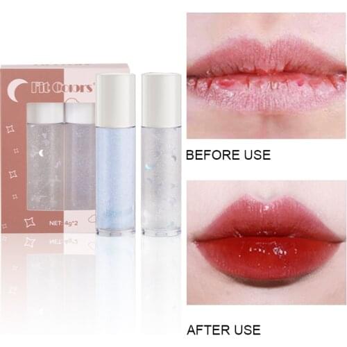 Fit Colors Roll-On Lip Oil Moisturizing and Shining Lip Wrinkles Roll-On Lip Gloss 2 Pack Day and Night Lip Care Set TSLM1