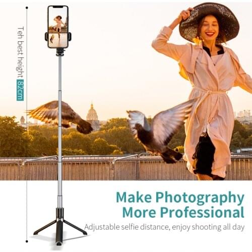 Bluetooth Remote Control Selfie Stick 5-segment Extension Widely Compatible Aluminum Alloy Telescopic Tripod For Android IPhone