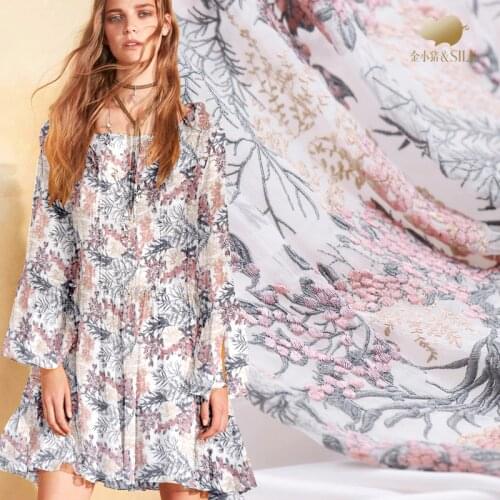 Silk embroidery fabric high - end perspective dress silk embroidery fabric fashion cotton fabric wholesale silk cloth
