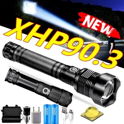 2021 New XHP90.3 XHP70.2 LED Flashlight Tactical Waterproof Torch Zoom Hunting Camping Lamps 26650 Rechargeable Powerful Torch