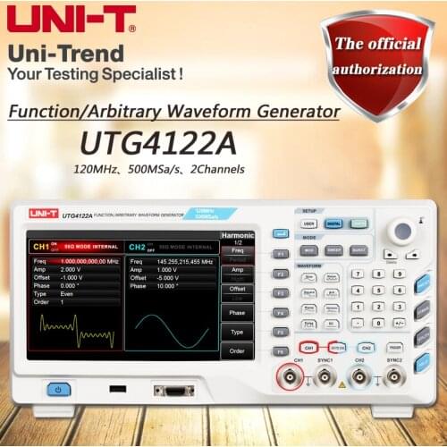 UNI-T UTG4122A Function/Arbitrary Waveform Generator; 120MHz Bandwidth, 2Channels, 500MSa/s Sampling