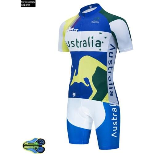 Pro Australia National Team Cycling Skinsuit Ropa Ciclismo Maillot Jumpsuit Road Racing Skinsuit Bike Jersey Wear Shorts Cycling