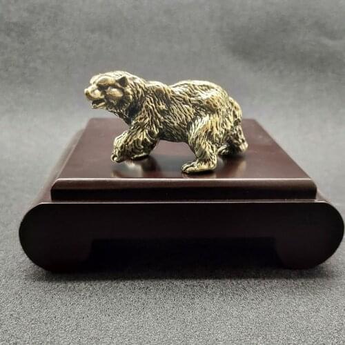 Vintage Brass Polar Bear Statue Home Decoration Craft Accessories Copper Sea Animal Figurine Miniatures Living Room Toy Ornament