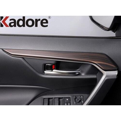 For Toyota RAV4 RAV 4 2019 2020 2021 Carbon Fiber Inner Door Cover Trim Decorative Strips Car Interior Auto Accessories 4pcs