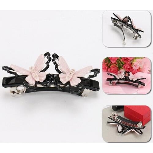 Impressive Hairpins Double Butterfly Girls Hair Ornaments Exquisite Anniversary Hair Barrette Acetate Hair clips