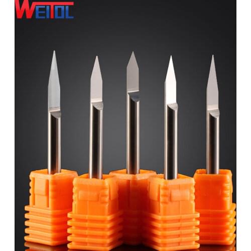 Weitol Metal engraving tool 5A 1 pcs/Lot 4mm V Shape Flat Carbide PCB Engraving Bits CNC Router Tool 10 degree 0.1mm